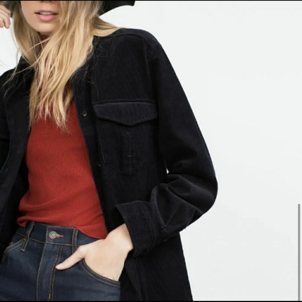 Zara Long Corduroy Overshirt Jacket